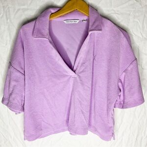 Calvin Klein Purple Lavender Terry Cloth Crop Top